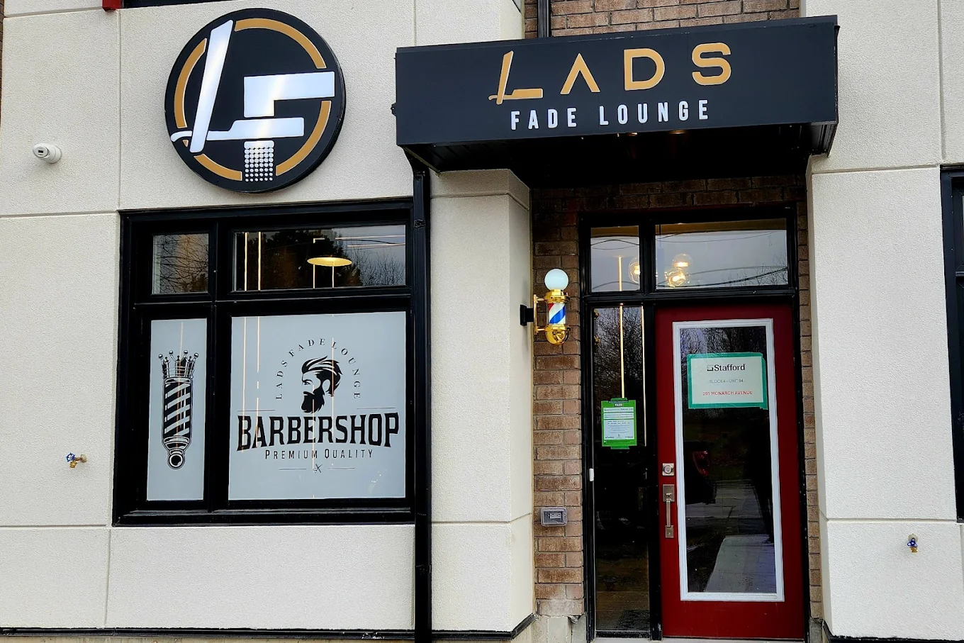 Lads Fade Lounge storefront and signage in Whitby